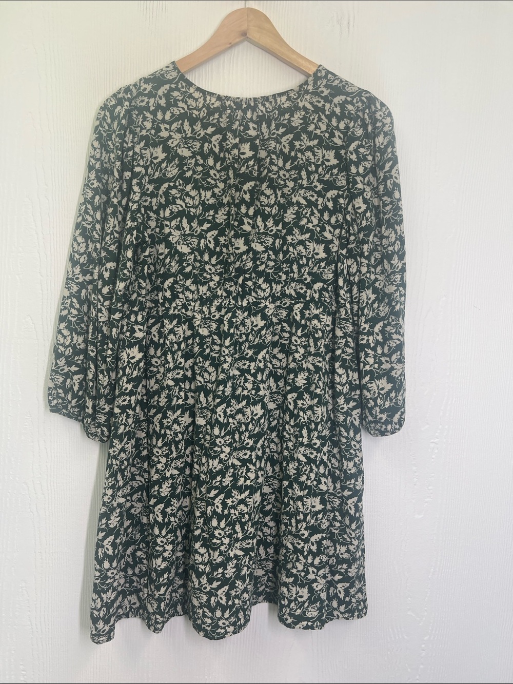 Madewell - V Neck Button Down Forest Leaves Long Sleeve Mini Dress Size Small - Picture 10 of 10